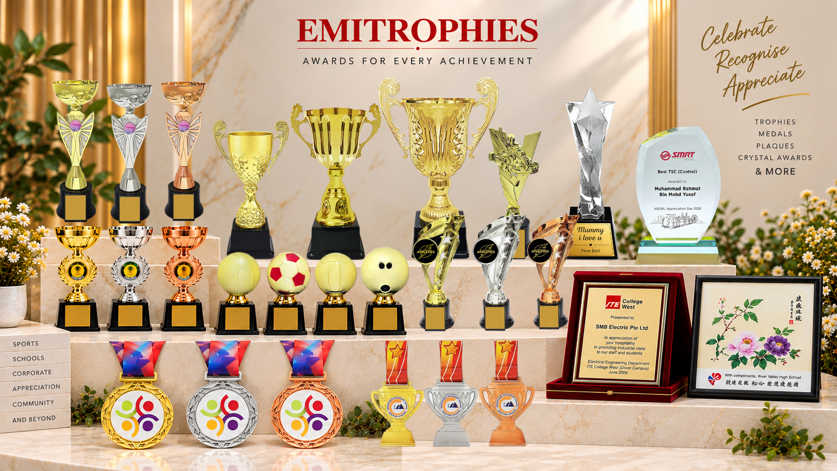 Trophy, medals and plaque singapore